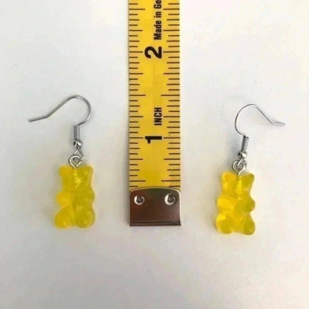 Yellow Gummy Bear Resin Earrings NWT - Picture 2 of 3
